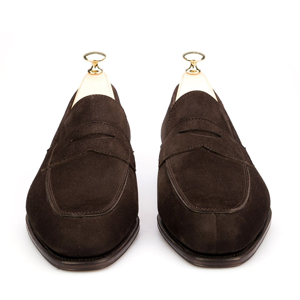 Brown Suede Penny Loafers | CARMINA 