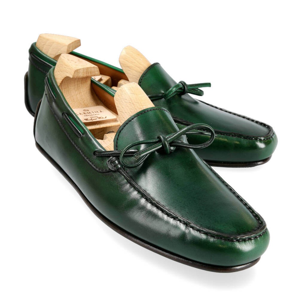 DRIVING LOAFERS IN GREEN HAND PAINTED