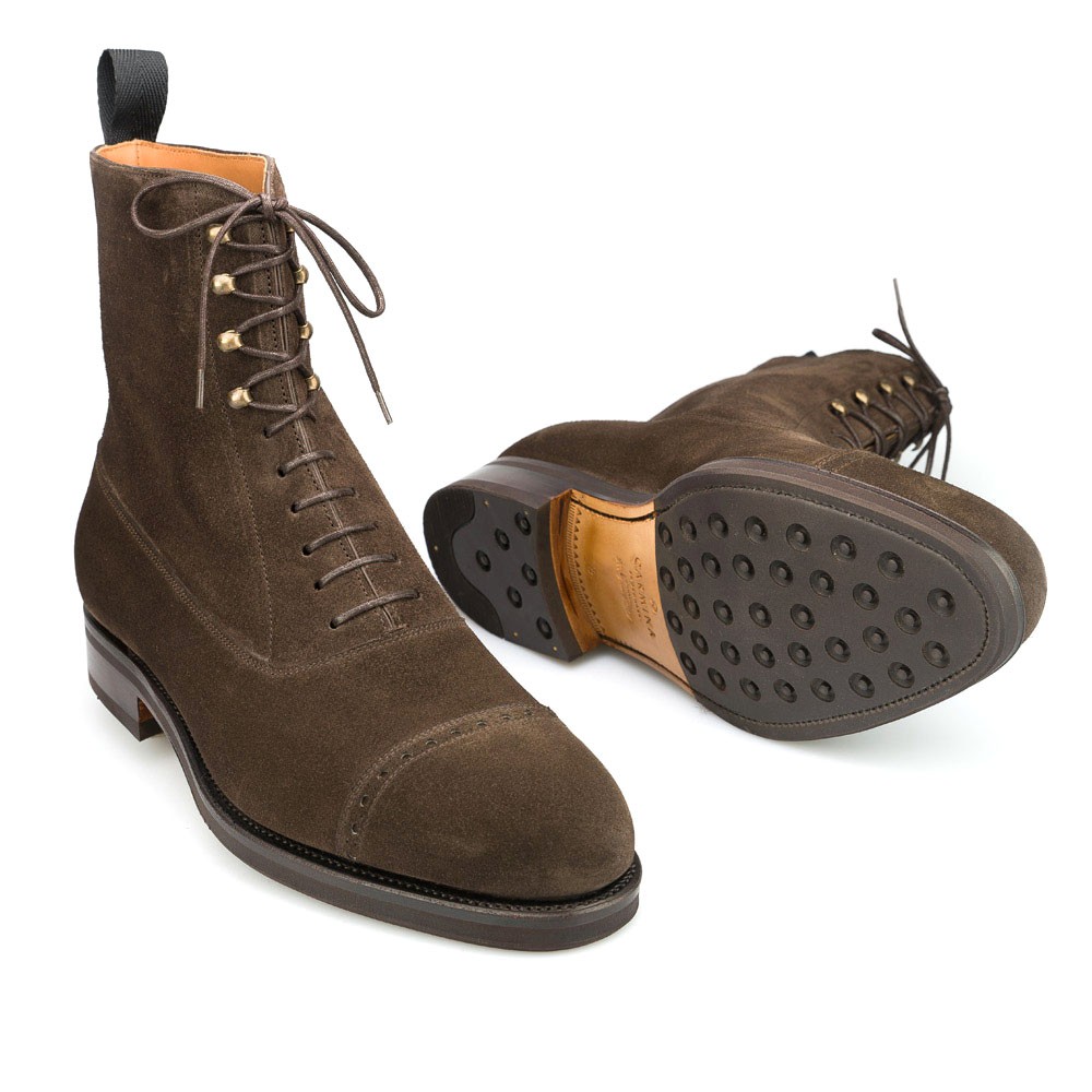 MEN'S BALMORAL BOOTS IN BROWN SUEDE CARMINA 80092