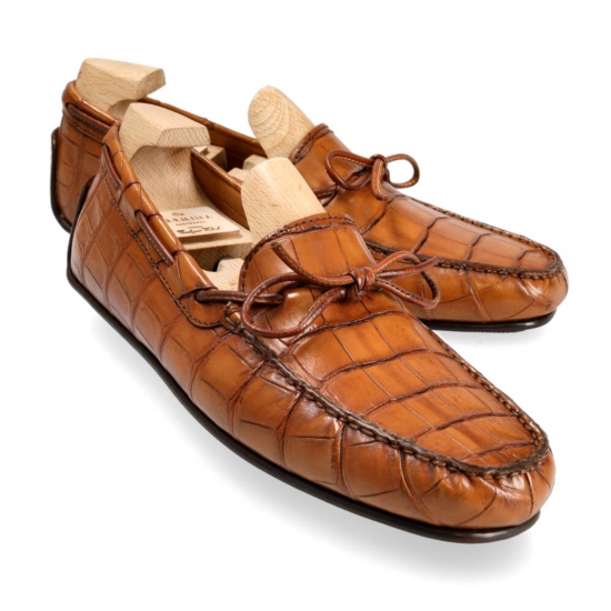 DRIVING SHOES TAN ALLIGATOR | CARMINA