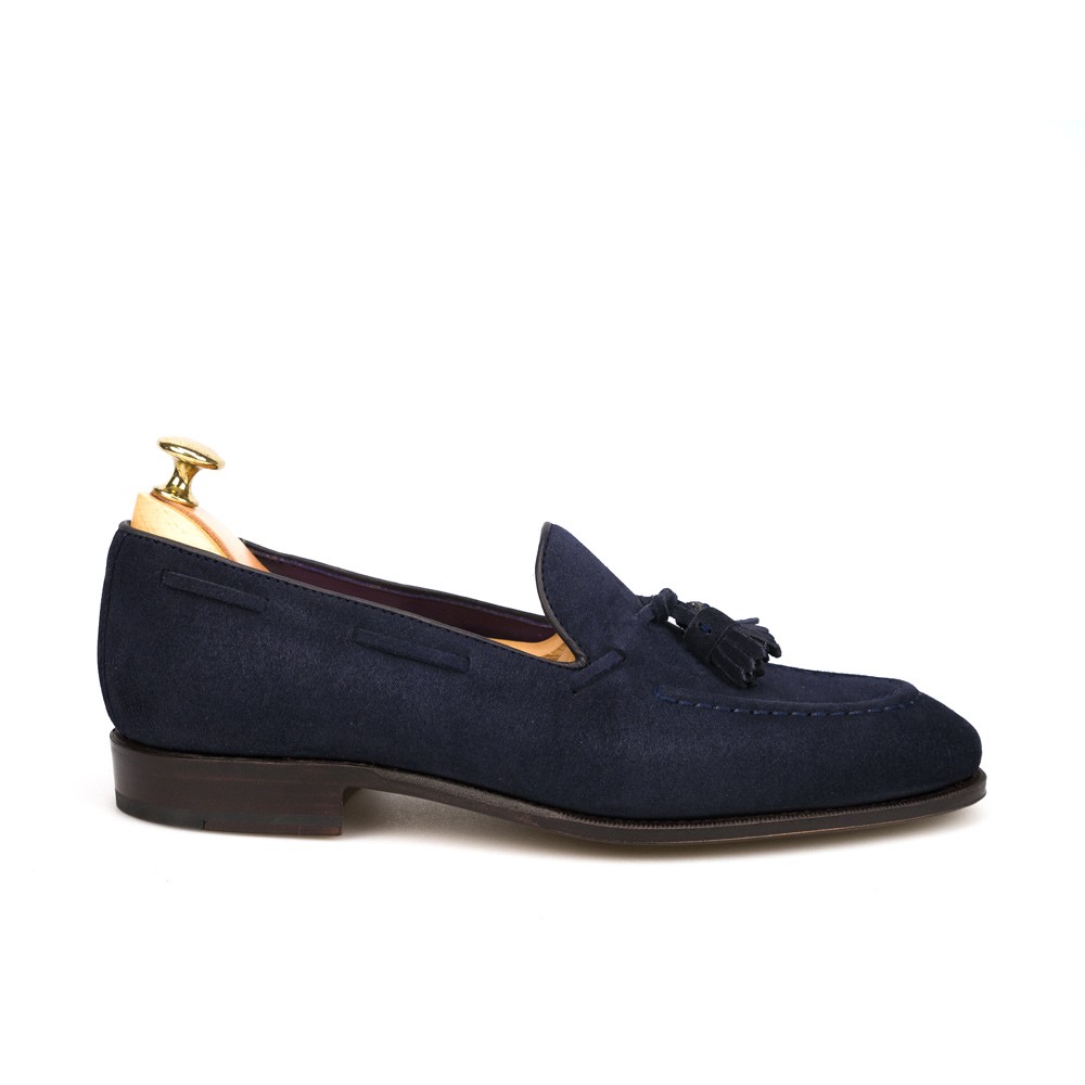 Navy Suede Dress Loafers | CARMINA 