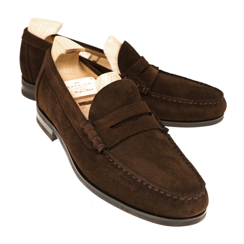 Penny loafers in brown suede | CARMINA 