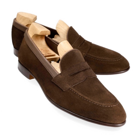 UNLINED PENNY LOAFERS IN BROWN SUEDE | CARMINA