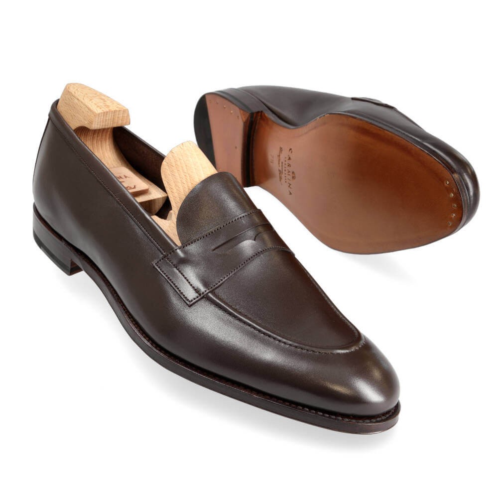 UNLINED PENNY LOAFERS IN BROWN VITELLO