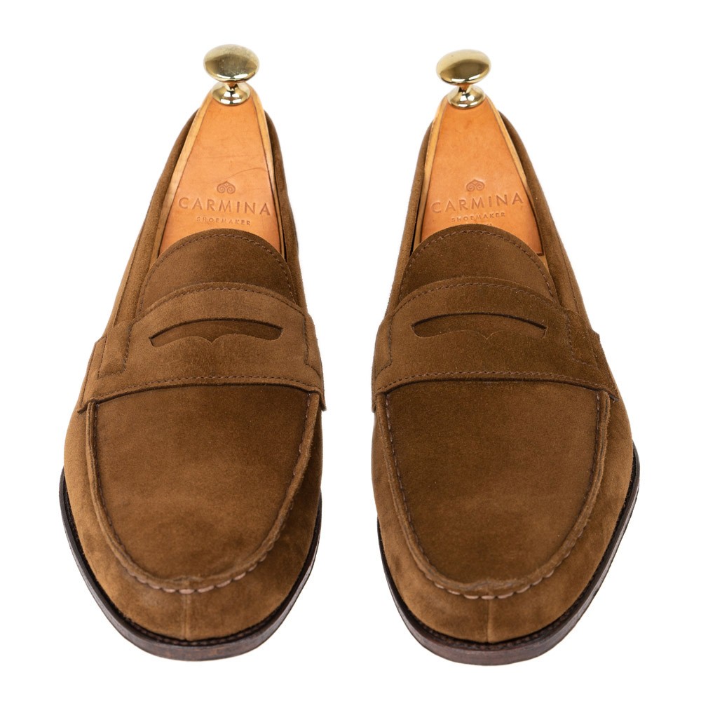 Penny loafers in snuff suede | CARMINA 