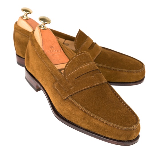 Penny loafers in tobacco suede| CARMINA Shoemaker