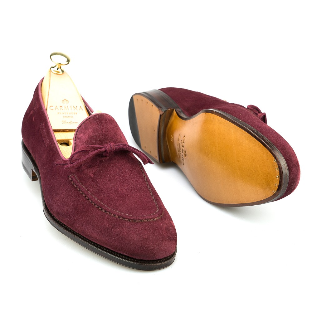 burgundy suede loafers