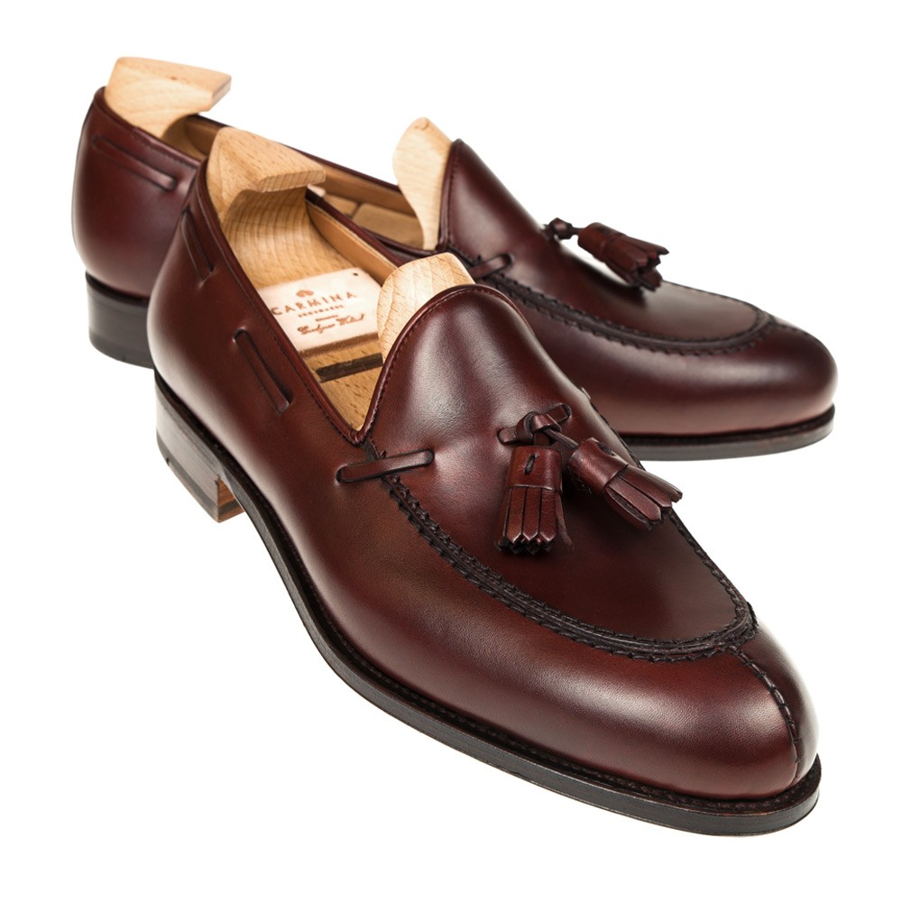 maroon leather loafers