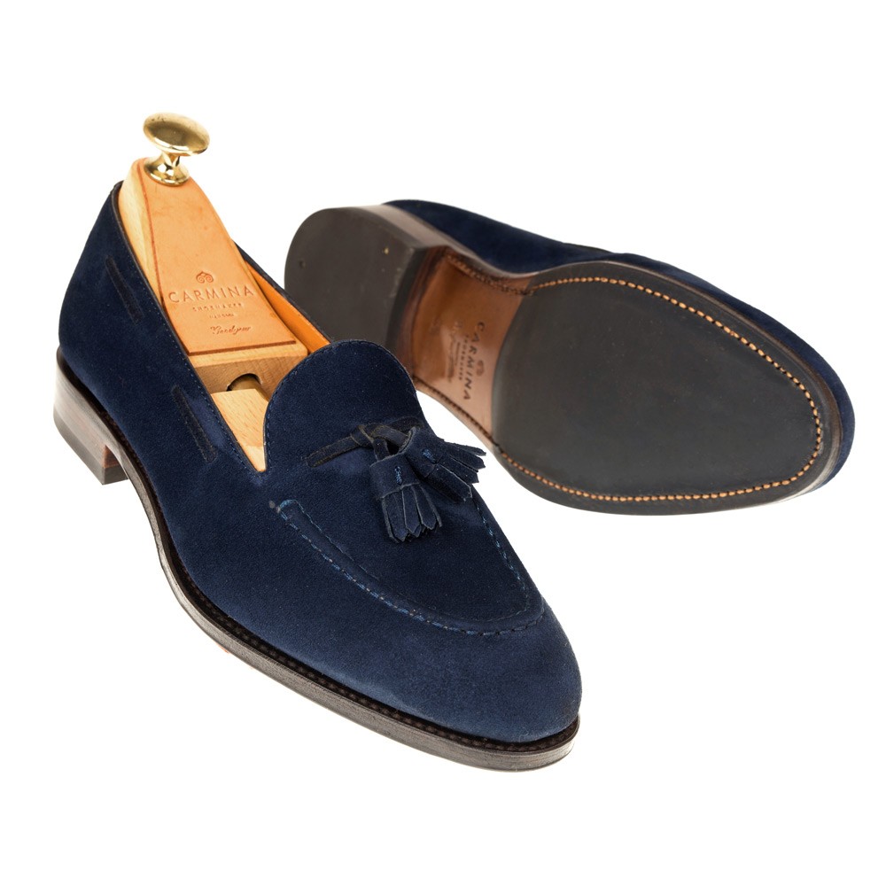 ladies navy suede loafers